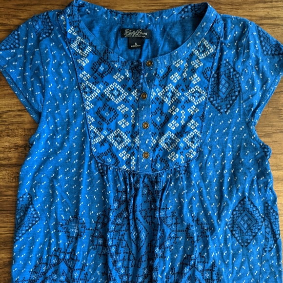 Lucky Brand Blue Boho Top - Picture 2 of 7